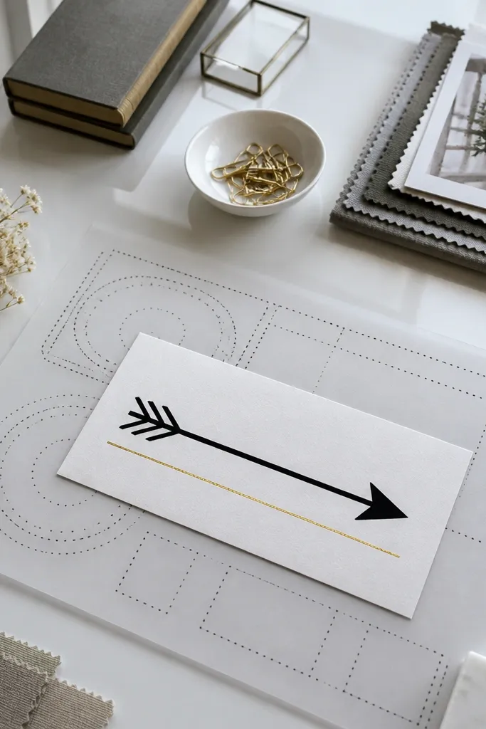 Minimal cream card with a small arrow or dot and bridesmaid text