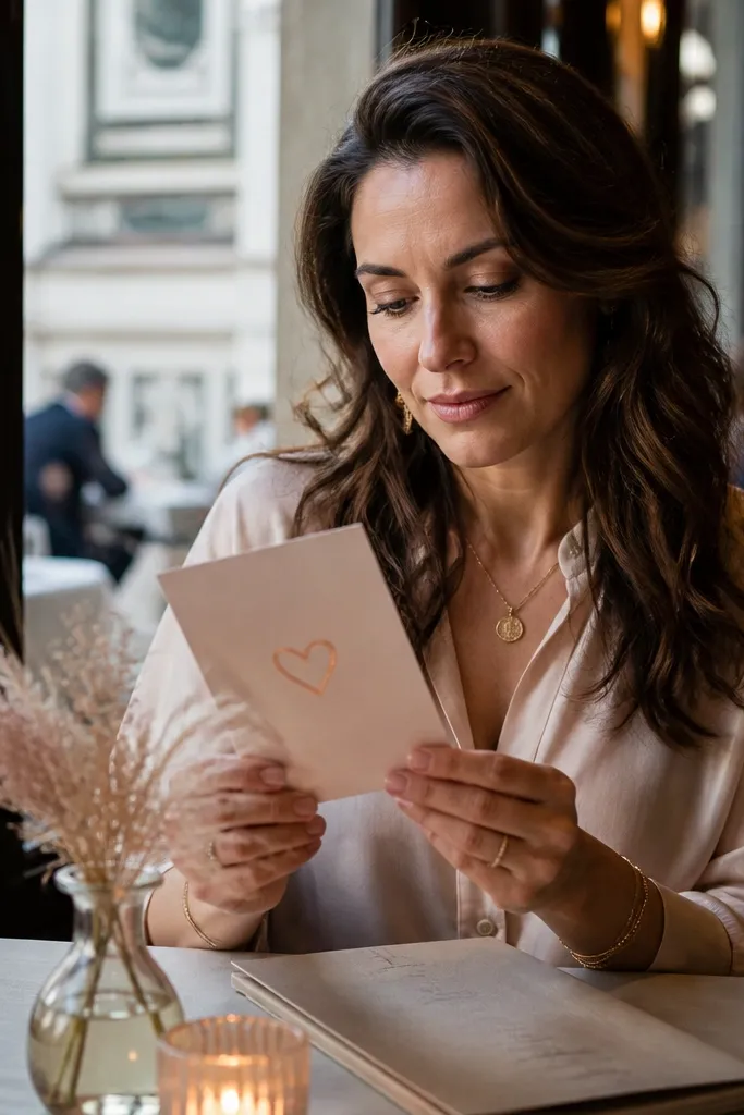 Blush card with a heart icon and short romantic wording