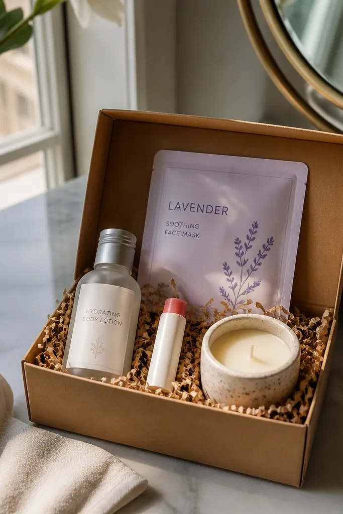 Small spa items in a bag with a label that says wedding week