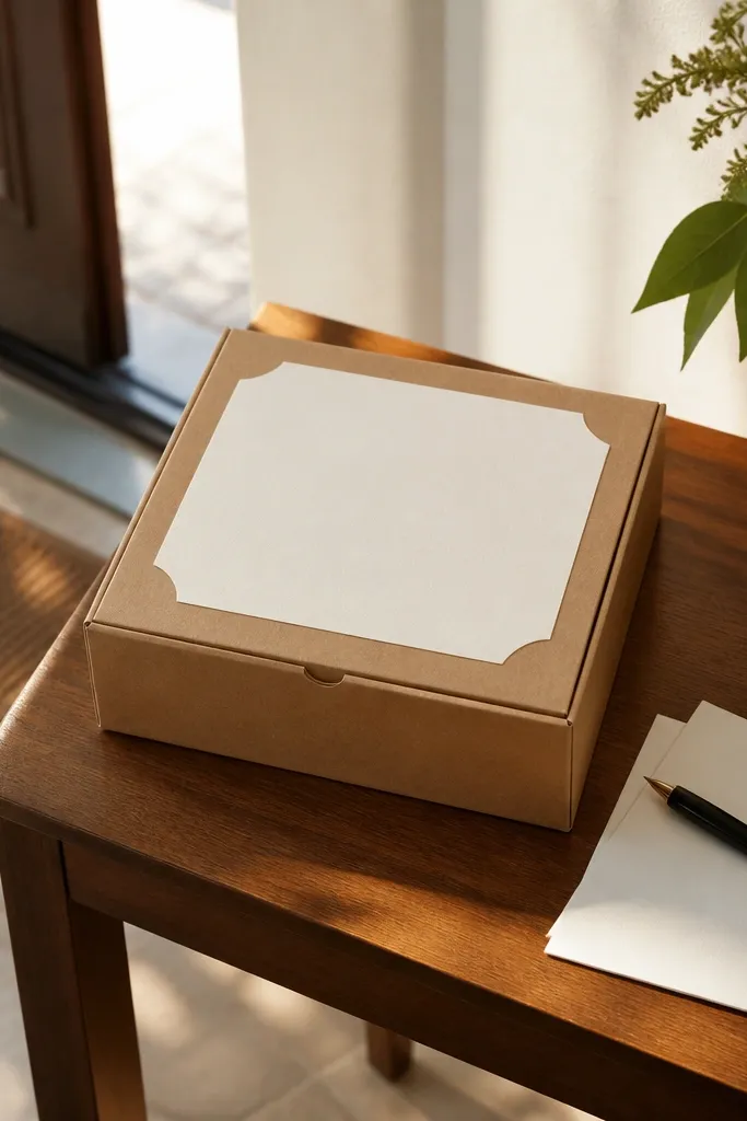 A ready-made proposal box with a custom printed label on top