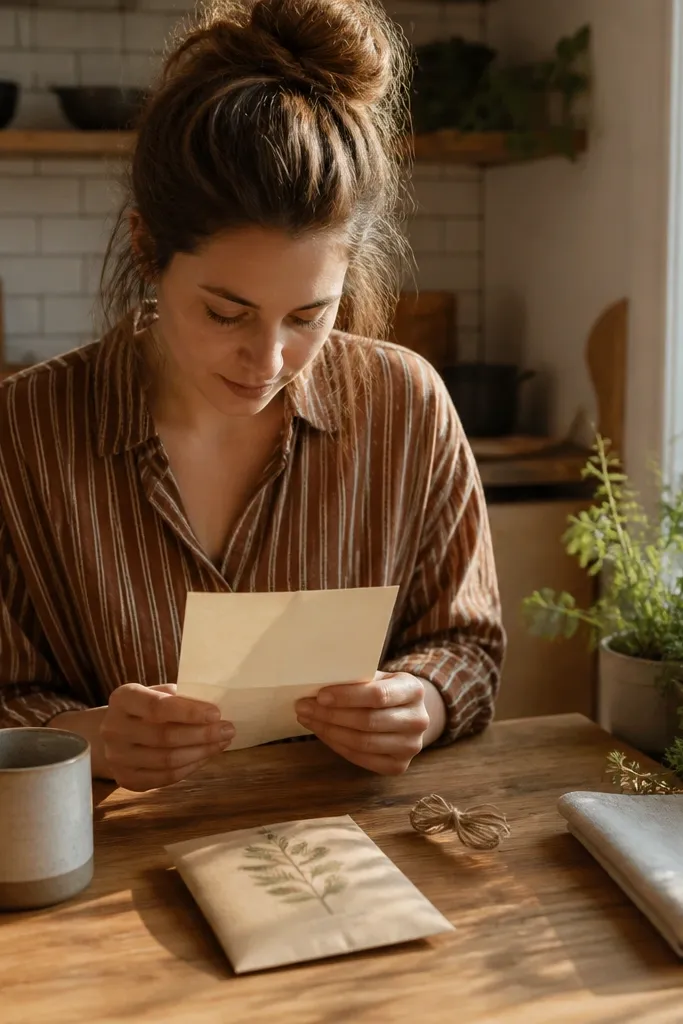 Small seed packet with a handwritten note and twine