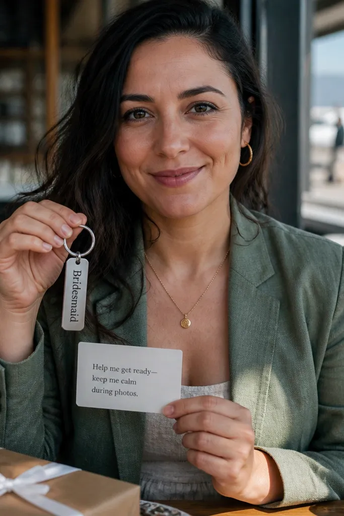 Small keychain with a crew tag and a folded role card
