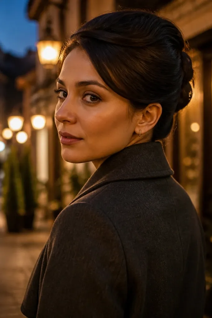 Twist-and-pin updo with smooth, glossy hair and tucked ends