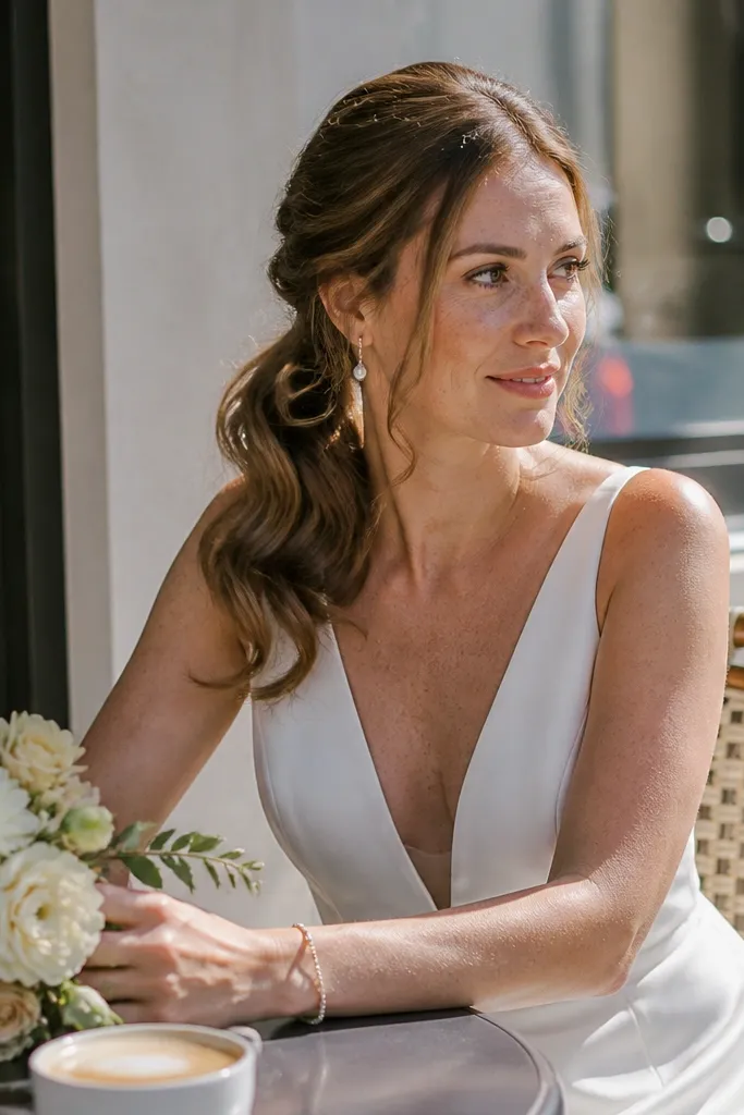 Mid ponytail with lifted roots and gentle wave