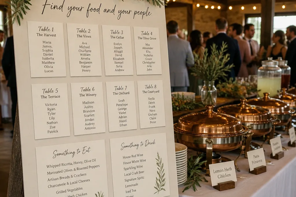 Food and Drink Seating Chart Wedding Ideas