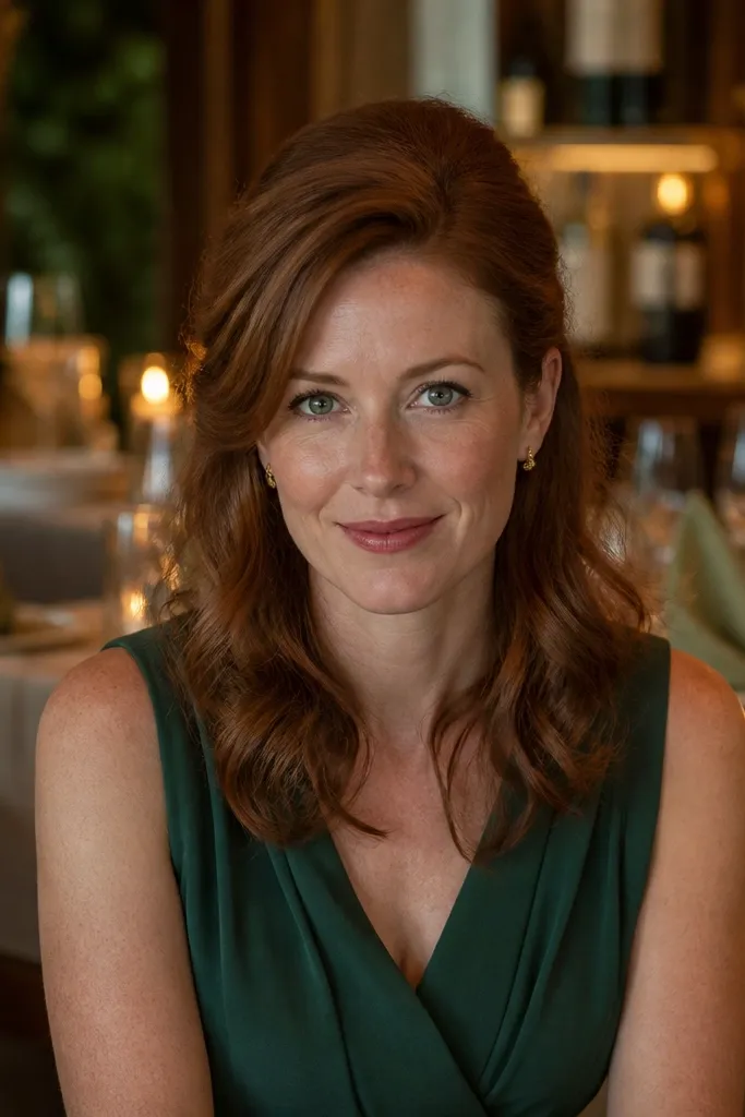 Half-up pinned with a side volume bump and flowing waves