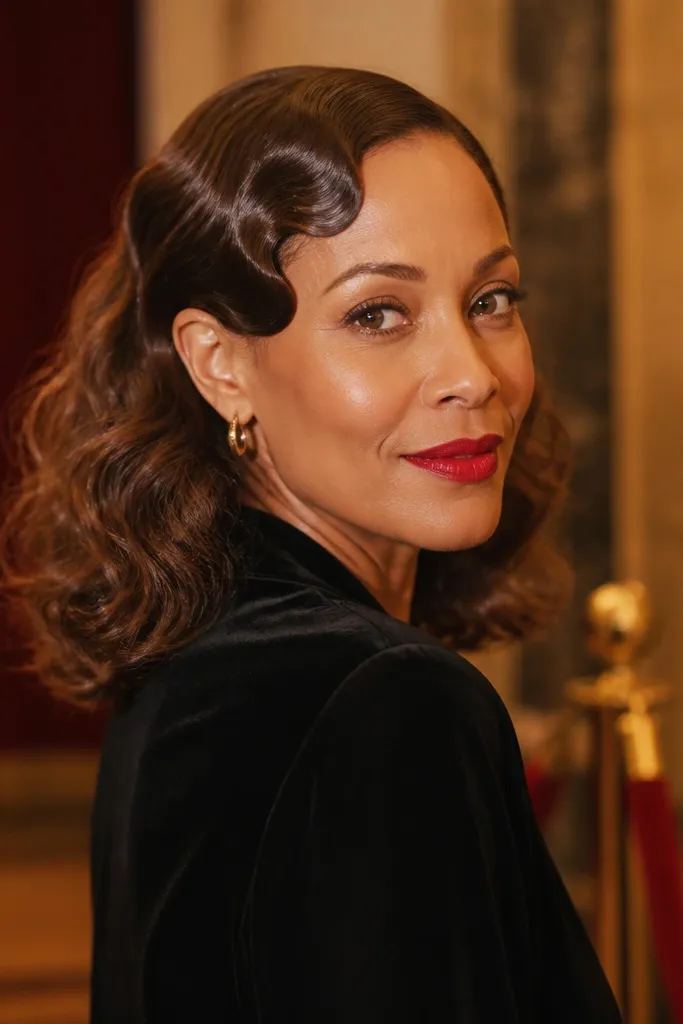 Soft waves with a small side finger-wave accent near the temple