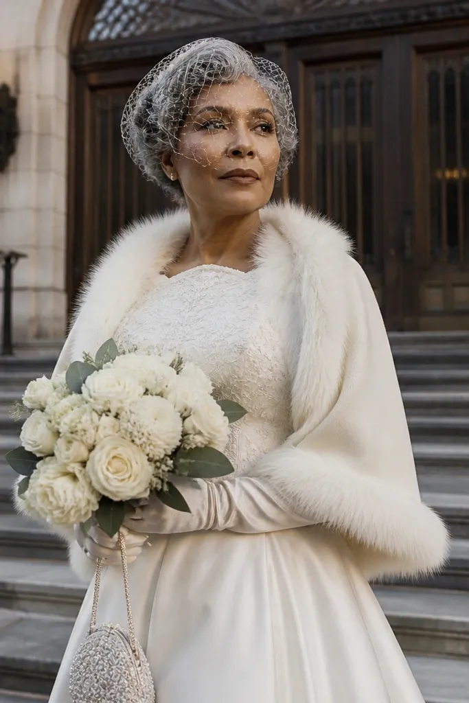 Vintage finger waves with a birdcage veil perched near the crown