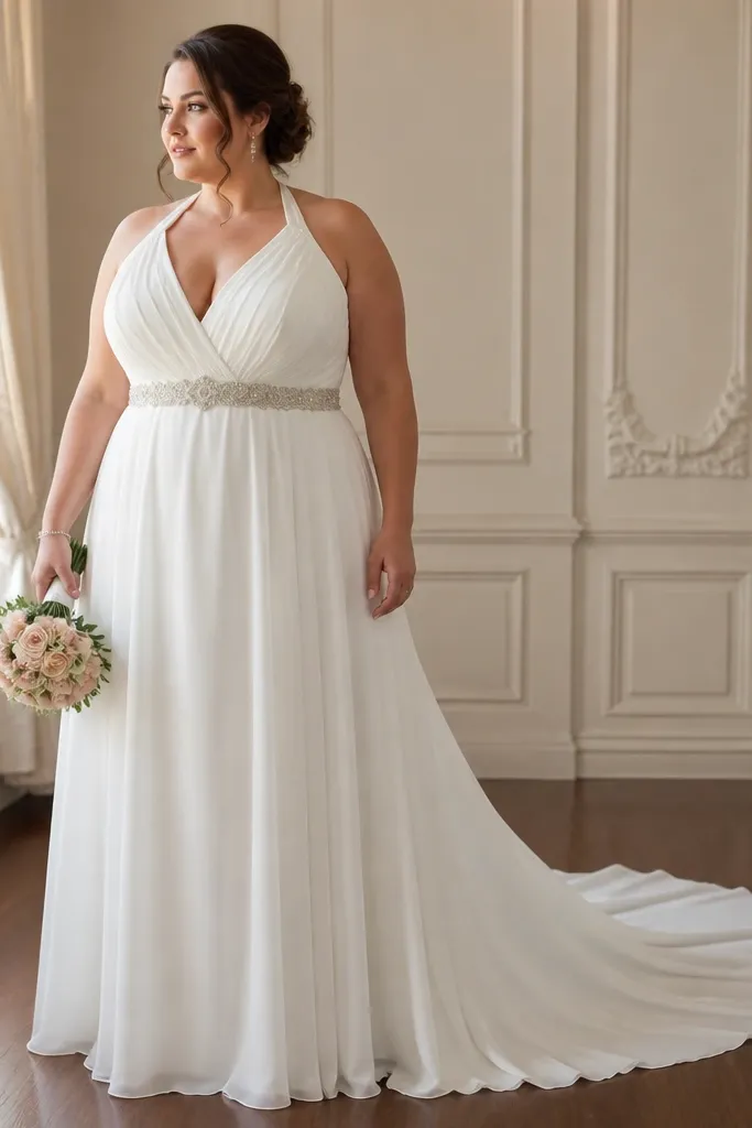 Ivory column gown with pearl beaded cap sleeves